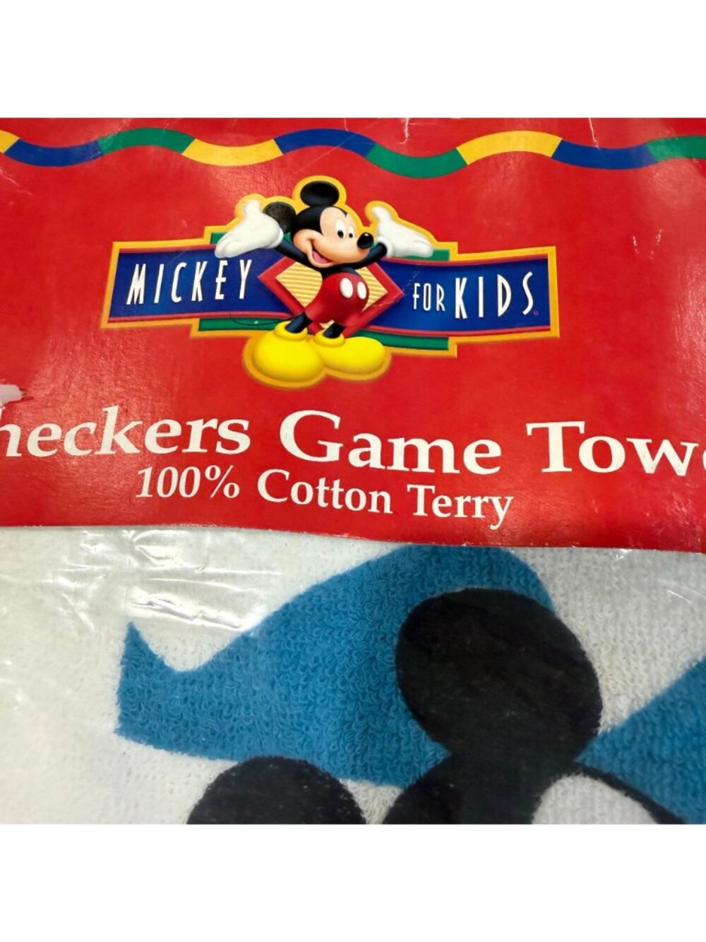 Mickey For Kids Checkers Game Beach Towel NEW Disney VTG 100% Cotton Terry - Picture 3 of 8